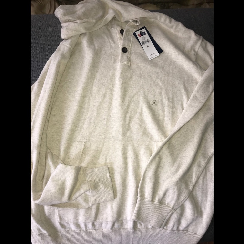 New mens Chaps cream hooded sweater perfect!